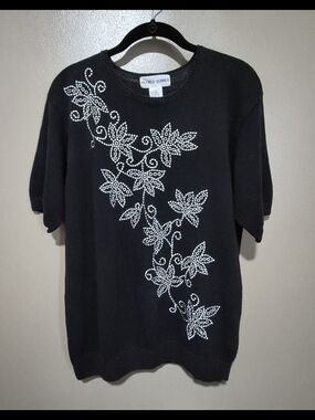Alfred Dunner Women's Short Sleeve Floral Sweater, Grandma Chic. Cottage Core, M